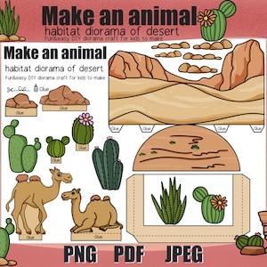 Crea un habitat per animali diorama del deserto divertente e facile fai da te diorama cammello, fai da te artigianato di carta per bambini, Prend Play, animale del deserto, set da gioco nel deserto