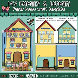All about Me and my Family Family home craft template Family tree craft for kids Printable family worksheet DIY family house template