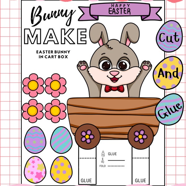 Make easter bunny in cart box,paper craft,easter craft,sping easter egg,easter craft for toddlers page printable,easter printable activity