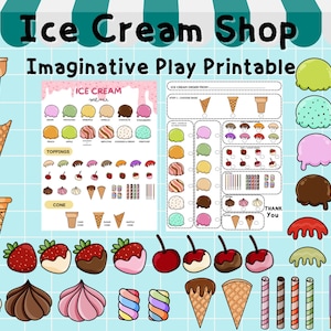 IJssalon, Fantasierijk spel Afdrukbaar, Dramatische speelset, Pretend Play Pack, Preschool Dramatic Play Set, Homeschool Activity