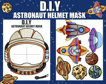 DIY Printable Astronaut Helmet Mask Craft,children&#39;s art project,helmet templat,space helmet template, astronaut costume,space activities,