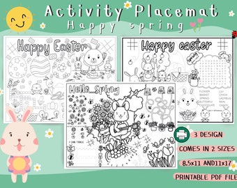 Easter Activity Placemats: Spring Coloring Pages for Kids (PDF)