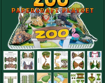 Zoo Papercraft Spielset: DIY Tier Diorama (Digitaler Download)