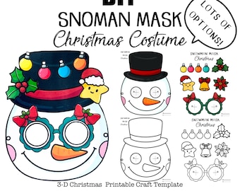 Schneemann Weihnachtsmaske zum Ausdrucken: DIY Kostüm Vorlage (PDF & JPEG)