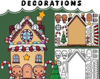 Paper Craft Gingerbread House: knip- en plakactiviteit kerst (pdf-download)
