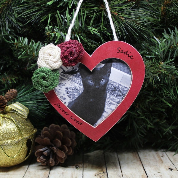 Pet memorial ornament with photo / cat picture frame ornament personalized / Pet memorial gift Christmas ornaments