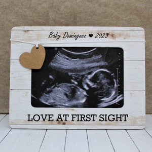 Ultrasound picture frame / Mothers day Pregnancy gift for friend / love at first sight frame for sonogram / personalized baby shower gift