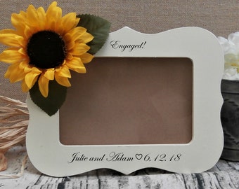 Engagement picture frame, Sunflower engagement gifts for couple picture frame just engaged