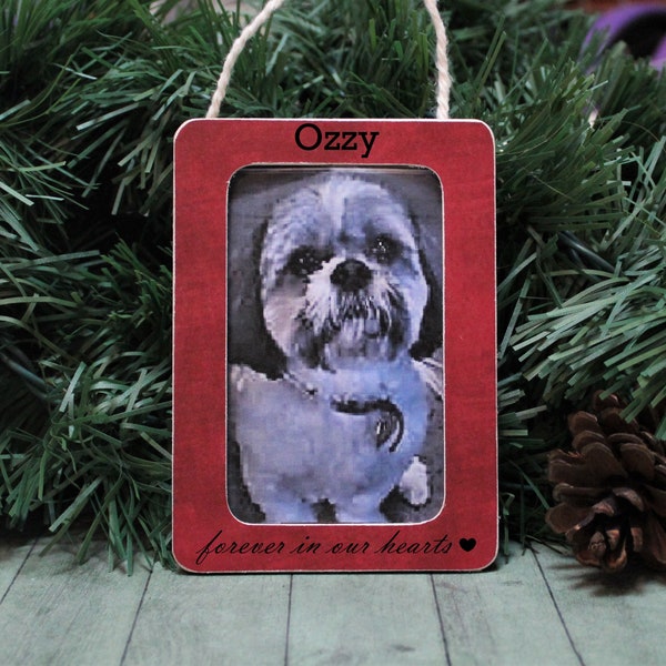 Dog memorial ornament with picture frame personalize / Pet loss photo ornament memorial / dog loss gift frame