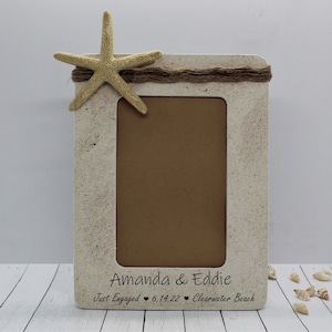 Newly engaged gift beach nautical Engagement frame for couple, Beach engagement gift for best friend