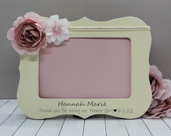 Personalized Flower girl gift ideas from bride, thank you for being my flower girl frame, blush picture frame thank you wedding gifts