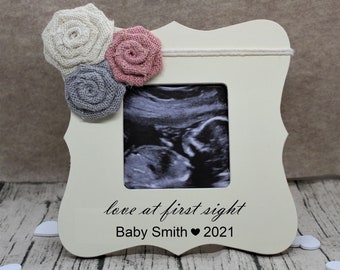 Personalized baby girl gift baby shower, Love at first sight ultrasound frame gender reveal gift