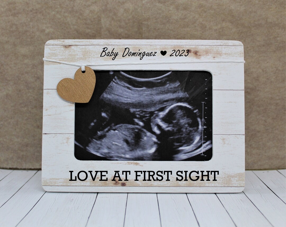 Cadre Photo Grossesse Pour Échographie - Bois - Cadeau Future Maman Ou Papa - Souvenir Naissance - Noël Ou Baby Shower