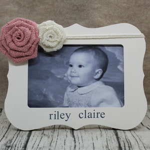 Personalized baby girl gift ideas, new parent gift, newborn girl personalized frame, baby frame 4x6/cream