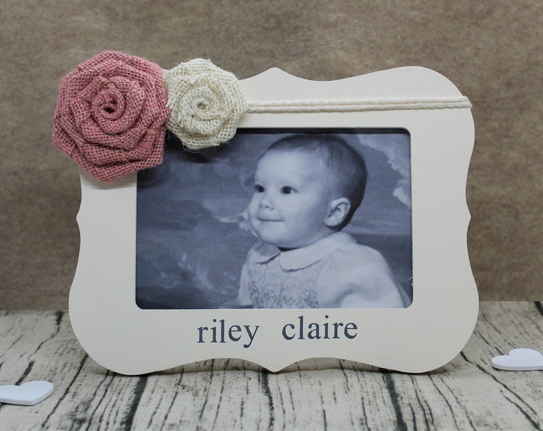 Personalized baby girl gift ideas, new parent gift, newborn girl personalized frame, baby frame 4x6/cream