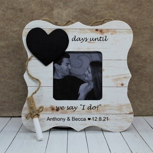Christmas gift for fiance Engagement gifts for her / bride to be gift personalized engagement frame countdown