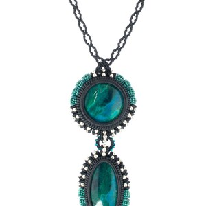 Peruvian chrysocolla macrame necklace chrysocolla gemstone necklace chrysocolla micromacrame necklace chrysocolla Cavendoli macrame necklace