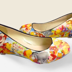 Handmade Winnie the Pooh Comic Book Shoes, Disney High Heels, Unique and One of a Kind Wearable Art