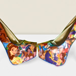 Beauty and the Beast Comic Book Shoes, Disney Heels, Handmade and Unique One of a Kind Gifts for Her, Fairytale Wedding Shoes image 1