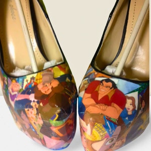 Beauty and the Beast Comic Book Shoes, Disney Heels, Handmade and Unique One of a Kind Gifts for Her, Fairytale Wedding Shoes image 4