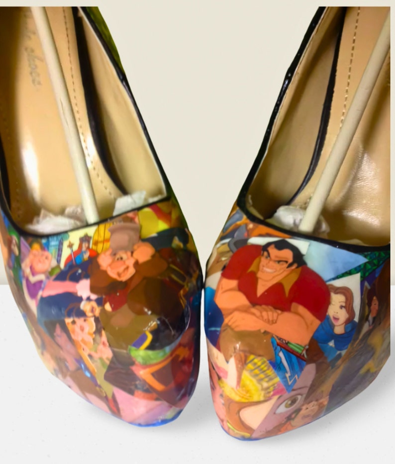 Beauty and the Beast Comic Book Shoes, Disney Heels, Handmade and Unique One of a Kind Gifts for Her, Fairytale Wedding Shoes image 4