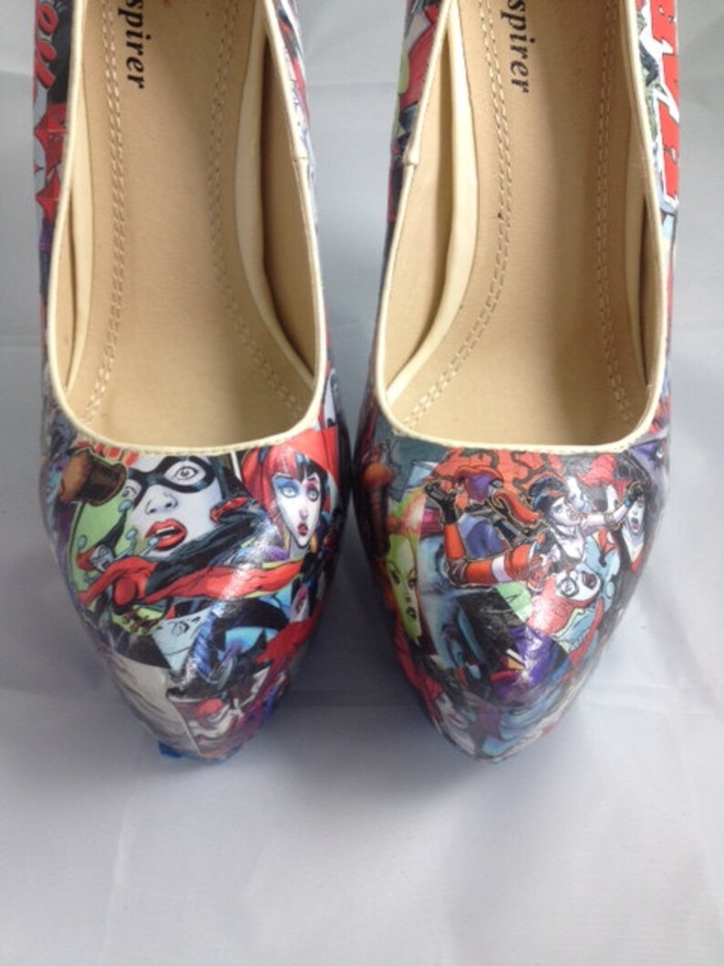 Harley Quinn Comic Book Shoes Superhero Heels Unique and