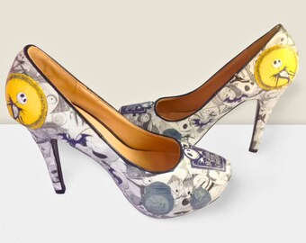 Nightmare Before Christmas Comic Book Shoes, Custom Made Manga Heels,  Unique One of a Kind Superhero Footwear