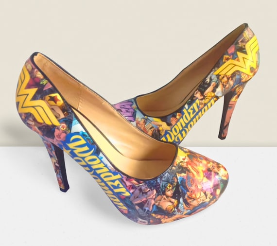 Wonder Woman Comic Book Shoes Superhero Heels Unique One of a