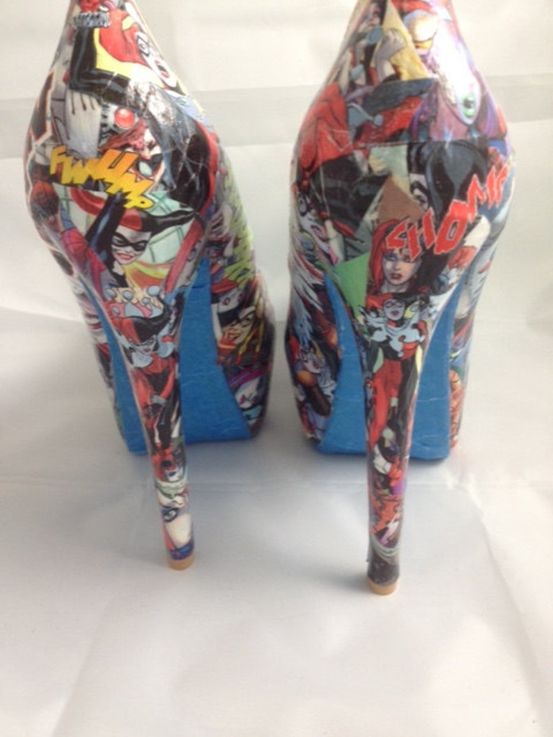 Harley Quinn Comic Book Shoes Superhero Heels Unique and