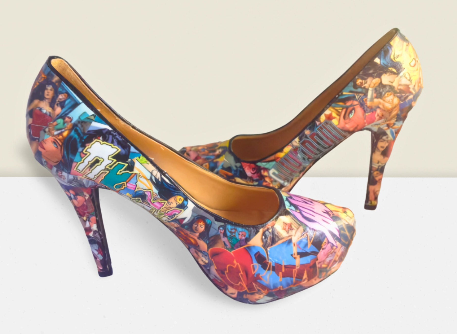 Wonder Woman Comic Book Shoes, Superhero Heels Unique, One-of-a-Kind  Gifts for Fans of DC Comics and Justice League