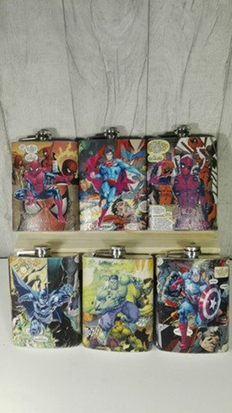 Superhero Comic Hip Flask Custom Etsy UK