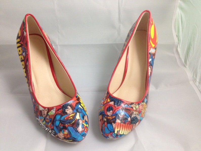 Superman Comic Book Shoes Superhero Heels Unique and One