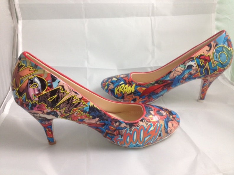 Superman Comic Book Shoes Superhero Heels Unique and One
