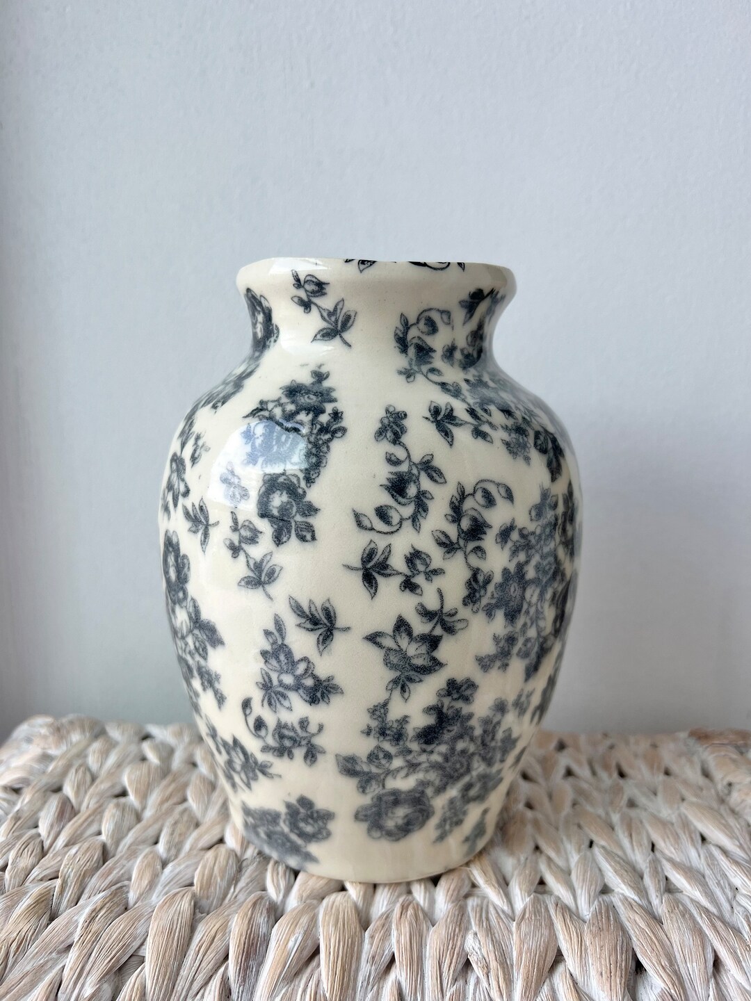 Black and White Floral Vase Etsy