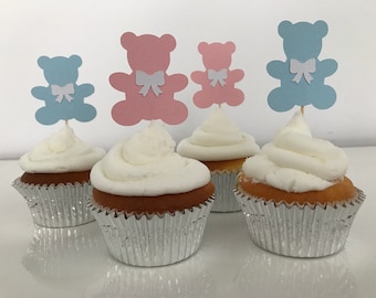 Teddy Bear Cupcake Topper / Teddy Cake Topper / Teddy Cupcake Toppers / Baby Shower Cake Toppers / Party Decorations / Baby Shower Toppers
