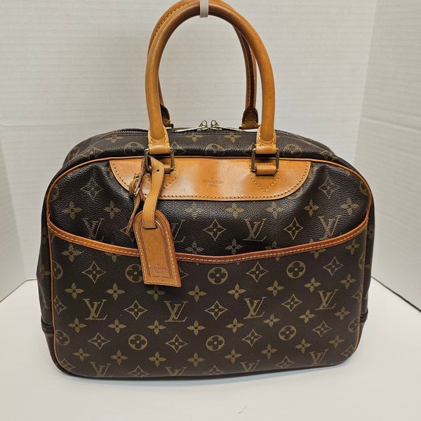 Authentique sac de voyage Louis Vuitton Deauville Monogram Satchel avec étiquette de bagage