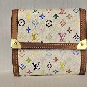 Louis Vuitton White Multicolor Elise Trifold Wallet