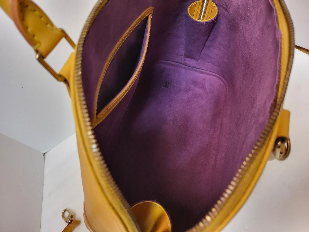 Authentic Louis Vuitton PM Yellow EPI Leather Alma with Detachable Adjustable Shoulder Strap