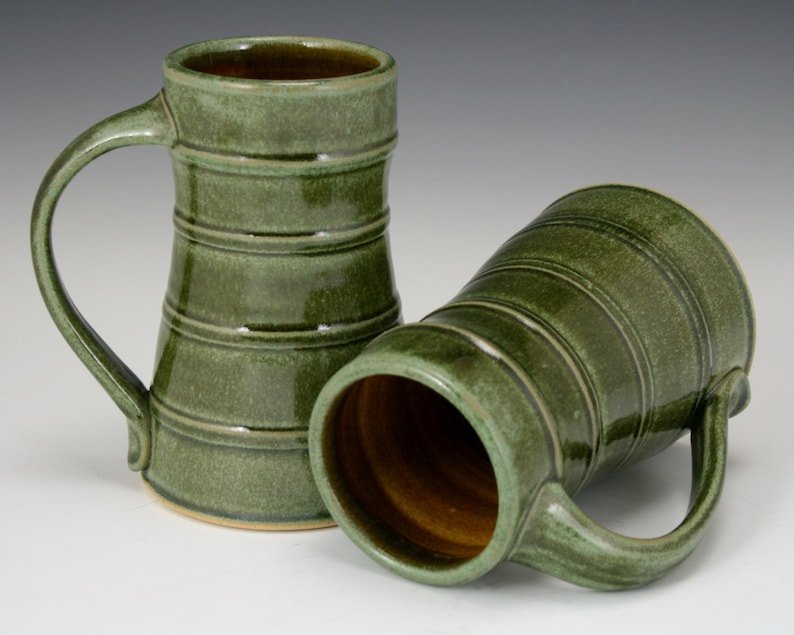 Stoneware Pottery Beer Tankard 16 Oz. With Cascade Green Etsy