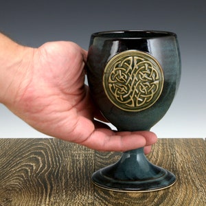 Ceramic Goblet with Celtic Knot Emblem  | Great gift for craft beer and mead enthusiasts!
