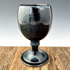 12 oz. Stoneware Pottery Goblet with Night Sky Blue glaze.  Great gift for craft beer and mead enthusiasts!