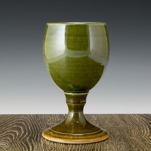 12 oz. Stoneware Pottery Goblet with Cascade Green glaze.  Great gift for wine, beer, and mead enthusiasts!