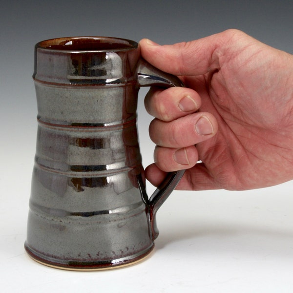 Beer Tankard handmade from stoneware clay on the potter's wheel, 16 oz. Great gift for craft beer lovers