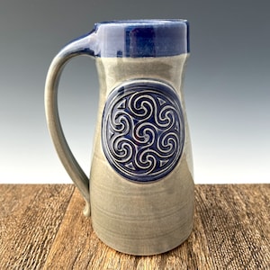 Celtic Stoneware Beer Mug: Handmade 32 oz Tankard