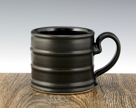 Black Banded Stoneware Mug: Modern Pottery, 12 Oz - Etsy