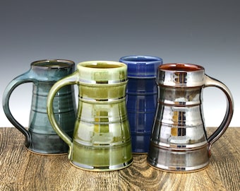 Stoneware Pottery Beer Mug, Beer Tankard, Beer Stein, 20 oz. Works great in the Freezer, Great gift for craft beer lovers