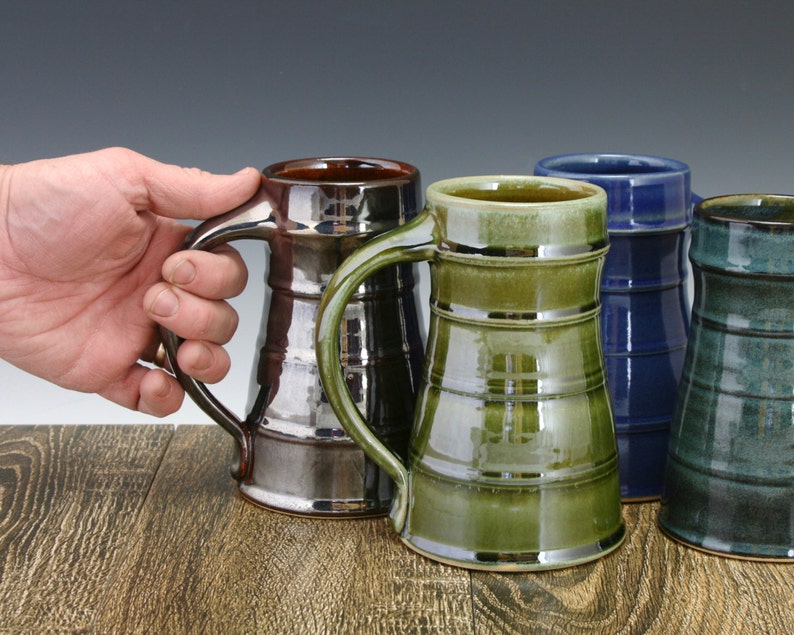 Stoneware Pottery Beer Mug Beer Tankard Beer Stein 20 Oz. Etsy