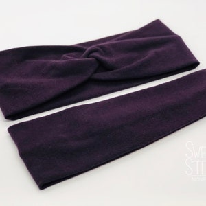Plum Headband, Plum Turban Twist Headband, Yoga Headband, Wide Headband, Solid Colored Headband, Wide Yoga Headband