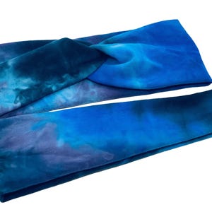 Azure Tie Dye Headband, Twist Headband, Yoga Headband, Wide Headband, Workout Headband