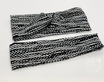 Black and White Dots Headband, Turban or Yoga Headband, Wide Headband, Twist Headband, Yoga Headband, Workout Accessories, Headbands
